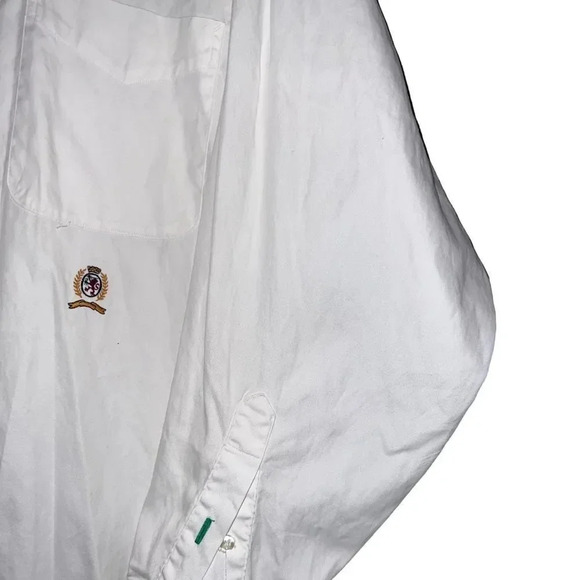 Tommy Hilfiger Shirt Men's 15.5-32 White Button Up Embroidered Logo Long Sleeve - Picture 3 of 5